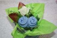 Baby Sock Flower Gift (green/blue)